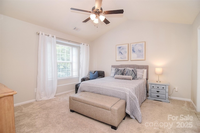 2620 Brackley Pl NW, Concord, NC 28027 - bedroom featuring carpet flooring, vaulted ceiling, and a ceiling fan