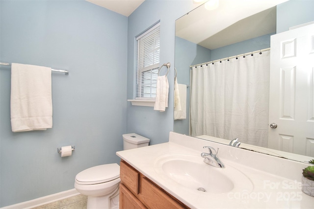 2620 Brackley Pl NW, Concord, NC 28027 - bathroom with vanity, tile patterned floors, and a shower with shower curtain