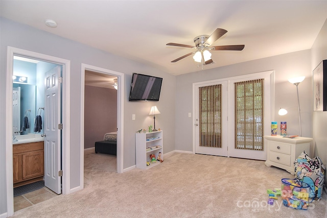 2620 Brackley Pl NW, Concord, NC 28027 - playroom featuring a ceiling fan and carpet