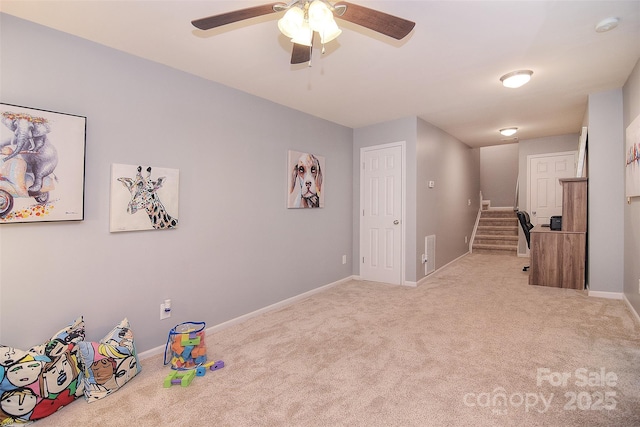 2620 Brackley Pl NW, Concord, NC 28027 - game room featuring carpet floors and a ceiling fan