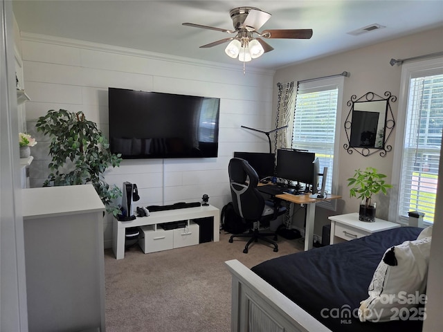1300 Bethpage Rd, Kannapolis, NC 28081 - bedroom with carpet flooring, a ceiling fan, and a desk