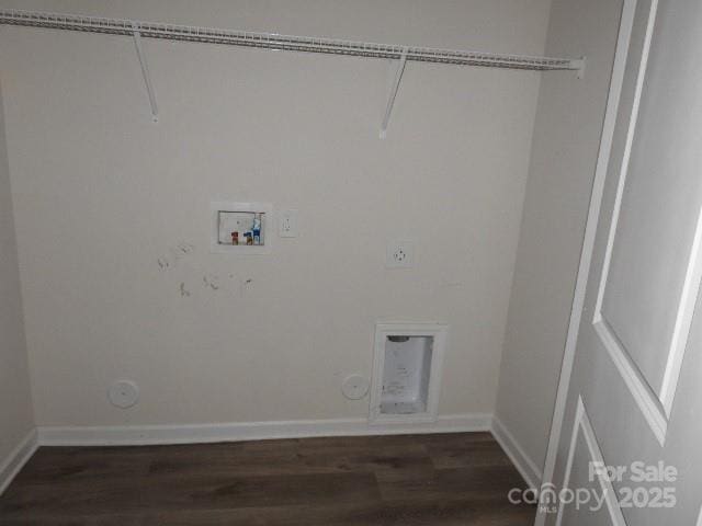 103 Spring Dr, Salisbury, NC 28144 - laundry room featuring dark wood-style floors, gas dryer hookup, and washer hookup