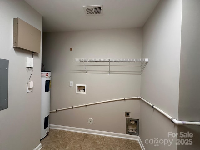 5236 Hilltop Rd, Jamestown, NC 27282 - laundry area with washer hookup, electric water heater, electric dryer hookup, and hookup for a gas dryer