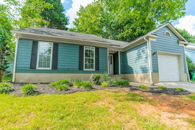 8027 Sherington Way, Charlotte, NC 28227 - single story home with an attached garage, driveway, and a front yard