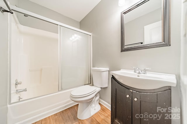 8027 Sherington Way, Charlotte, NC 28227 - full bathroom with vanity, wood finished floors, and shower / bath combination with glass door