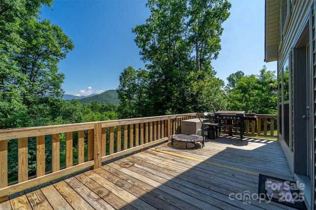 266 Egret Ln, Sylva, NC 28779 - wooden terrace with a mountain view