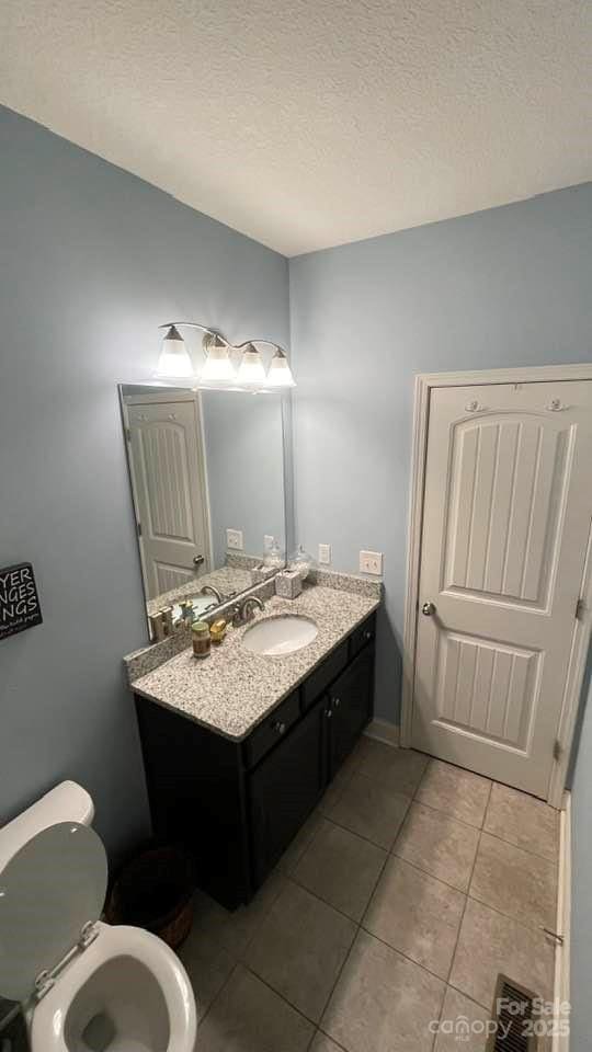 266 Egret Ln, Sylva, NC 28779 - bathroom featuring tile patterned floors, vanity, and a textured ceiling