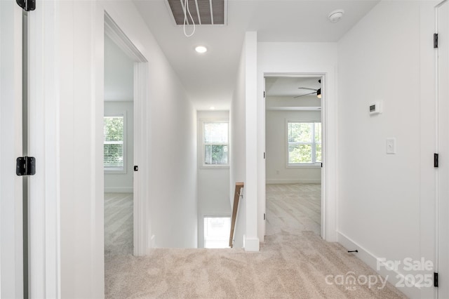 794 Stanley Spencer Mtn Rd, Gastonia, NC 28056 - hall with carpet floors, an upstairs landing, and recessed lighting