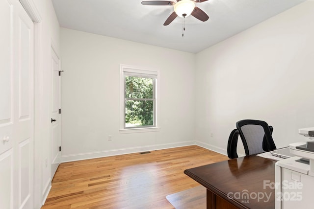 99 Pinecrest Estates Dr, Flat Rock, NC 28731 - office area with ceiling fan and light wood-style floors