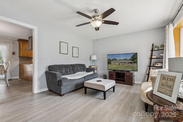 121 Kee Rd, Belmont, NC 28012 - living room featuring light wood finished floors and a ceiling fan