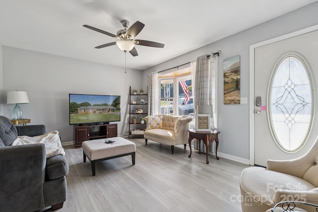 121 Kee Rd, Belmont, NC 28012 - living room featuring light wood-style floors and a ceiling fan