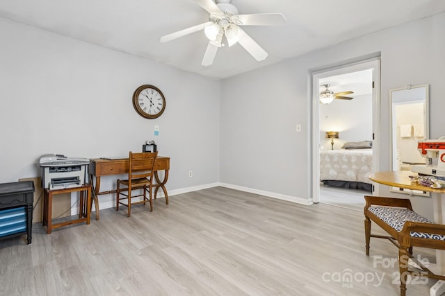 121 Kee Rd, Belmont, NC 28012 - home office with a ceiling fan and light wood-type flooring