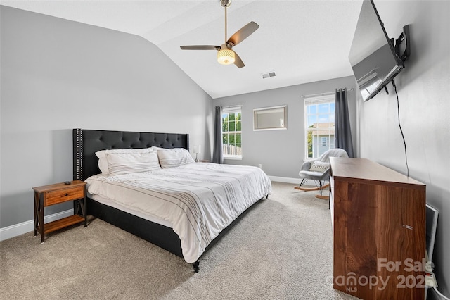 118 Milroy Ln Unit 171, Mooresville, NC 28115 - bedroom with vaulted ceiling, light colored carpet, and ceiling fan