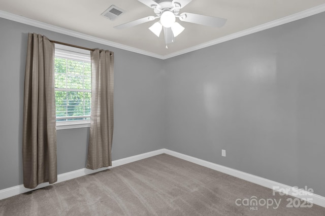 213 Turkey Hill Dr, King, NC 27021 - carpeted spare room featuring crown molding and ceiling fan