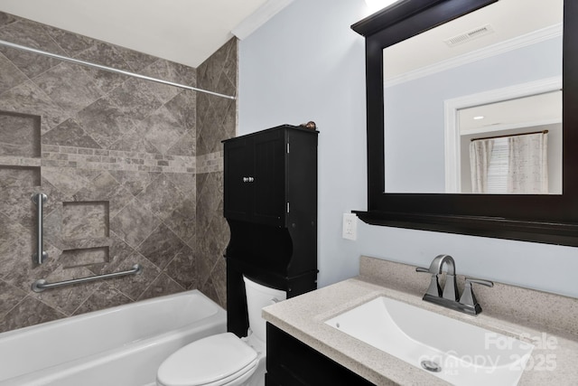 213 Turkey Hill Dr, King, NC 27021 - full bath with  shower combination, vanity, and ornamental molding