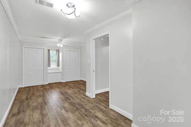 213 Turkey Hill Dr, King, NC 27021 - unfurnished room with wood finished floors, a ceiling fan, and crown molding
