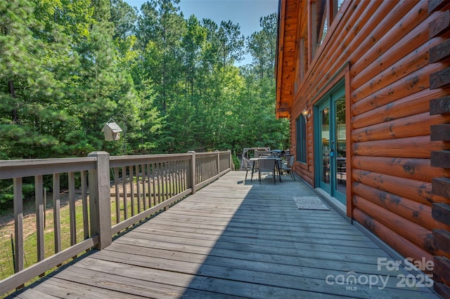 599 Shoal Creek Trl, Nebo, NC 28761 - wooden deck featuring outdoor dining area and french doors