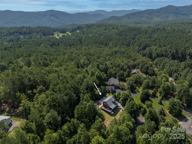599 Shoal Creek Trl, Nebo, NC 28761 - bird's eye view of a heavily wooded area and a mountain backdrop