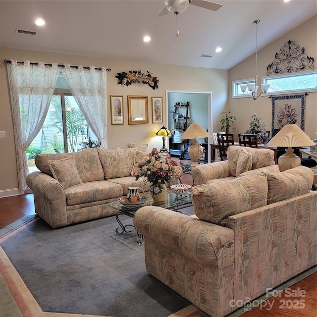 835C Wynnshire Dr Unit 45, Hickory, NC 28601 - living room with a ceiling fan, recessed lighting, and lofted ceiling