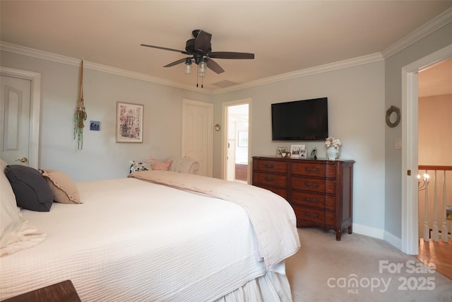 25 Madelyn Ln, Fairview, NC 28730 - bedroom with crown molding, light carpet, and ceiling fan