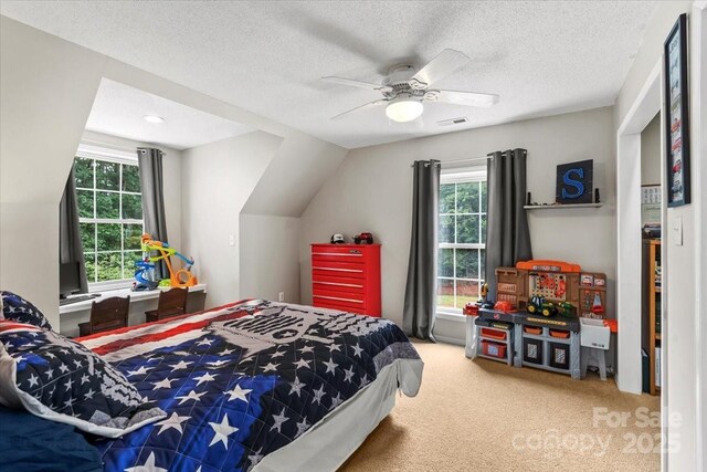 1764 Tomlinson Loop, Connelly Springs, NC 28612 - carpeted bedroom featuring a textured ceiling and a ceiling fan