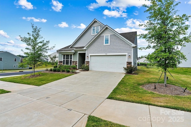 5846 Oak Branch Cir, Maiden, NC 28650 - craftsman-style house with board and batten siding, a front yard, concrete driveway, and an attached garage
