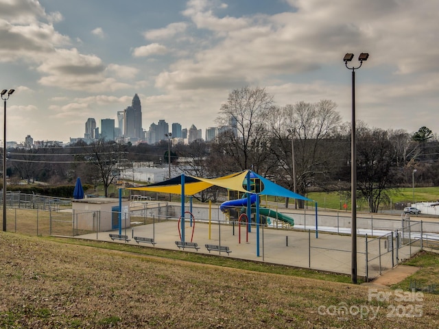 2338 Yadkin Ave Unit 505, Charlotte, NC 28205 - communal playground featuring a skyline view