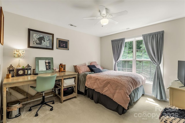 1993 W Foxwood Ct, Indian Land, SC 29707 - bedroom featuring light carpet, a desk, and a ceiling fan