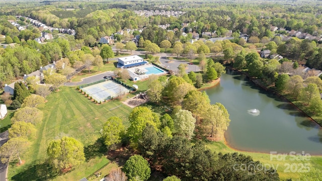 1993 W Foxwood Ct, Indian Land, SC 29707 - aerial view of property and surrounding area featuring a large body of water and a heavily wooded area