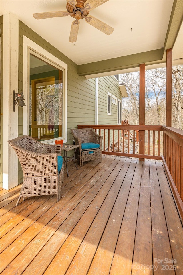 425 Sawmill Creek Rd, Bryson City, NC 28713 - wooden deck featuring ceiling fan