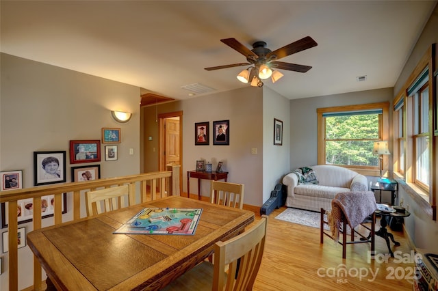 425 Sawmill Creek Rd, Bryson City, NC 28713 - dining area featuring ceiling fan and light wood-style floors