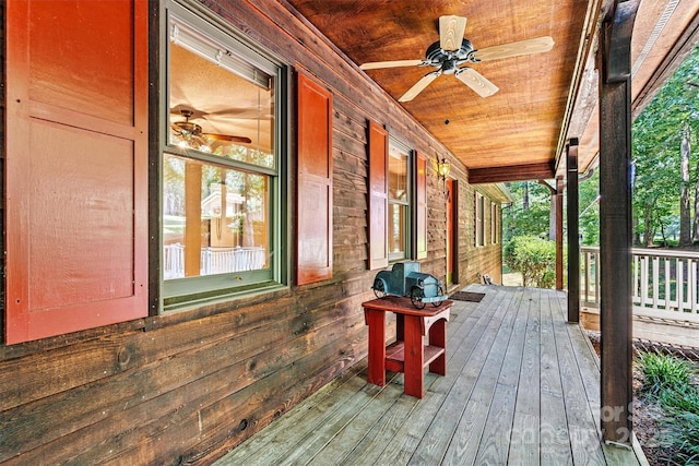1408 Kensington Cir, Newton, NC 28658 - wooden terrace featuring a ceiling fan
