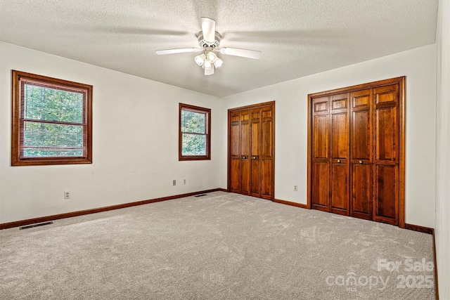 1408 Kensington Cir, Newton, NC 28658 - unfurnished bedroom featuring carpet floors, multiple windows, multiple closets, and a textured ceiling