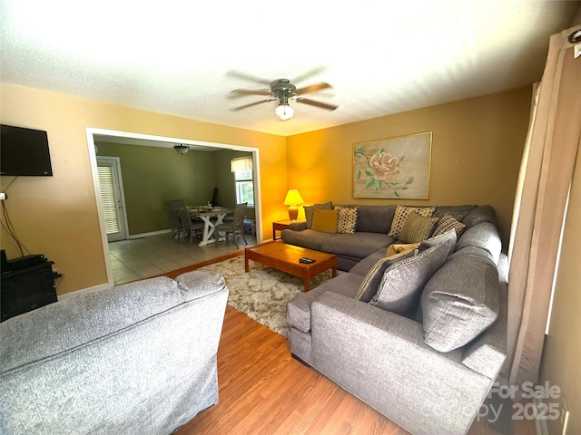 2832 Laurel Ln, Lenoir, NC 28645 - living room featuring light wood-type flooring and a ceiling fan