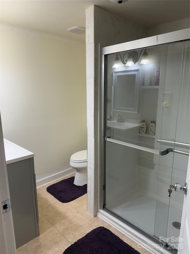 2832 Laurel Ln, Lenoir, NC 28645 - full bathroom with a stall shower, tile patterned flooring, and vanity