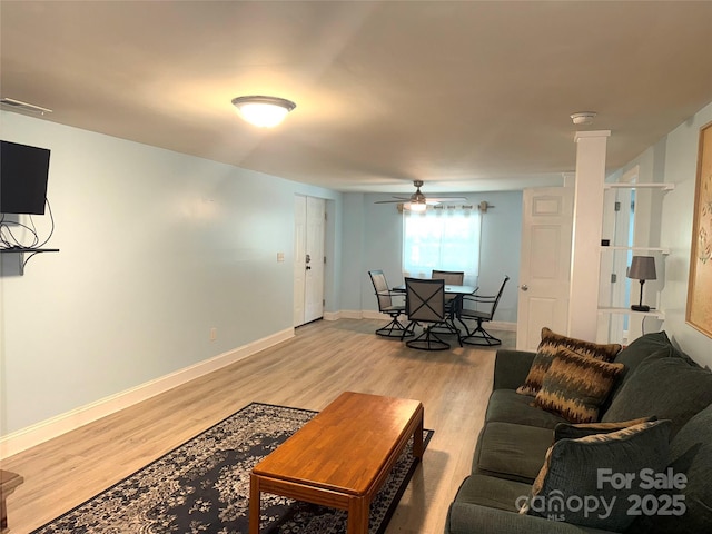2832 Laurel Ln, Lenoir, NC 28645 - living room featuring ceiling fan and light wood-type flooring