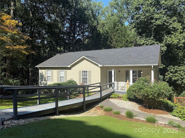 2832 Laurel Ln, Lenoir, NC 28645 - view of front of property with a front lawn, roof with shingles, and covered porch