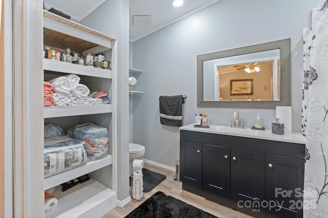 115 Red Fox Ct, Mount Holly, NC 28120 - full bathroom with vanity, wood finished floors, and crown molding