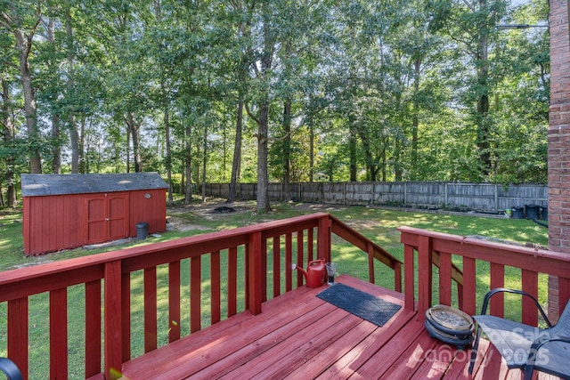 115 Red Fox Ct, Mount Holly, NC 28120 - wooden deck featuring a shed and a fenced backyard