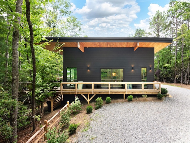 1761 Williamson Creek Rd, Pisgah Forest, NC 28768 - contemporary home featuring a deck