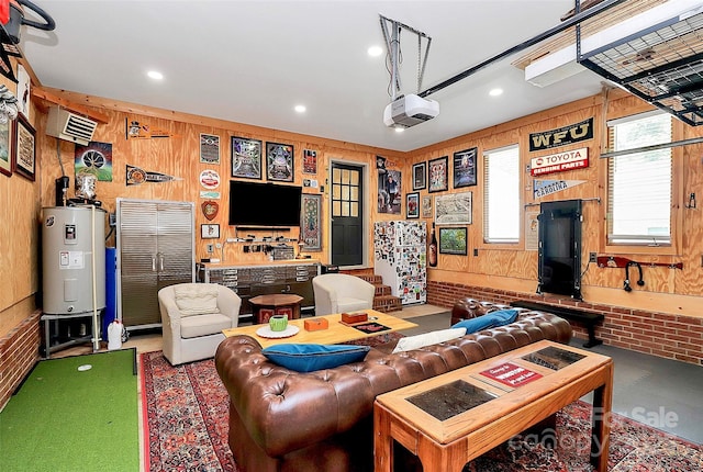 4906 Crooked Oak Ln, Charlotte, NC 28226 - living area with water heater, recessed lighting, and wood walls