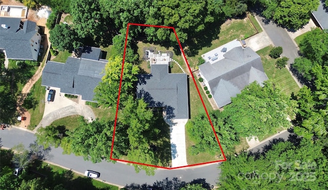 4906 Crooked Oak Ln, Charlotte, NC 28226 - aerial view of residential area with property boundaries highlighted