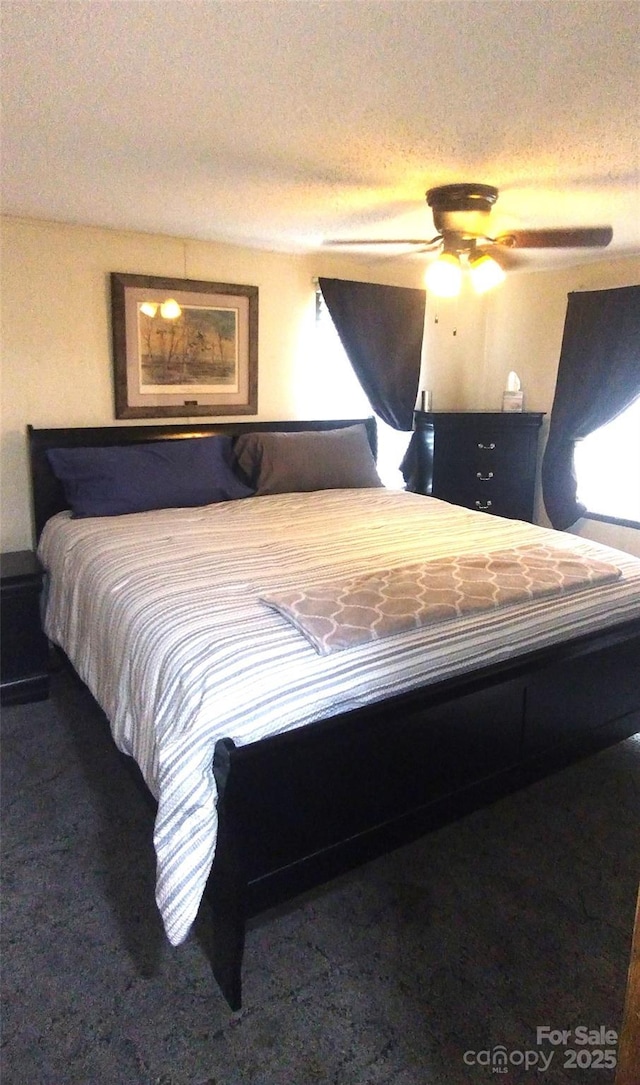 101 Branch Breeze Ln, Zirconia, NC 28790 - bedroom featuring a textured ceiling, a ceiling fan, and carpet