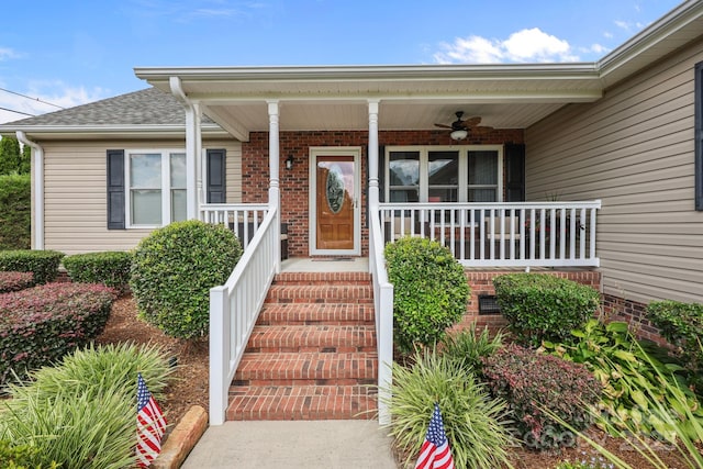 1974 Redwood Dr, Oakboro, NC 28129 - property entrance featuring covered porch and ceiling fan