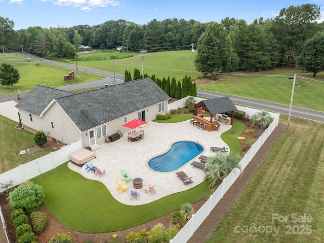 1974 Redwood Dr, Oakboro, NC 28129 - view of pool with a gazebo, a fenced backyard, a patio, and outdoor dining area