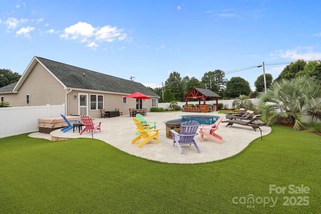1974 Redwood Dr, Oakboro, NC 28129 - view of pool featuring a gazebo, a fenced backyard, a patio, and a hot tub