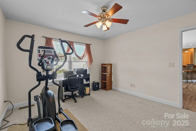 1974 Redwood Dr, Oakboro, NC 28129 - office featuring ceiling fan and carpet flooring