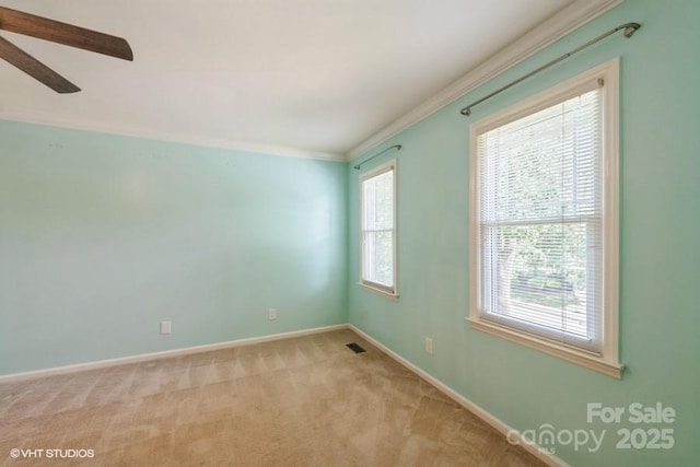 608 Laurel Fork Dr, Matthews, NC 28105 - unfurnished room featuring ornamental molding, ceiling fan, and light carpet