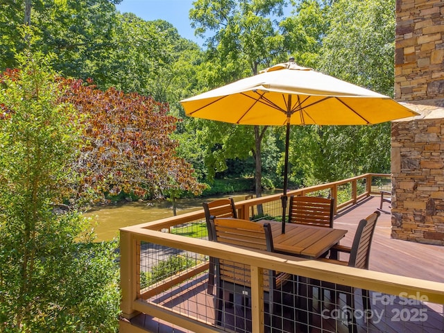 846 Duckback Trl, Whittier, NC 28789 - wooden terrace featuring outdoor dining area