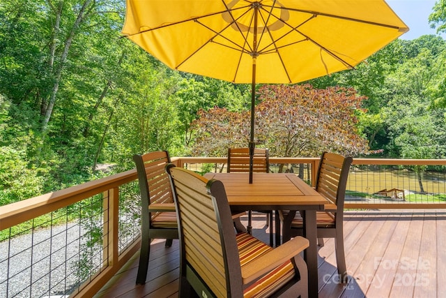 846 Duckback Trl, Whittier, NC 28789 - wooden deck with outdoor dining space